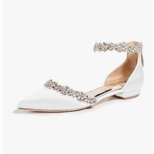 XYD White Pointed Toe D'Orsay Sparkly Rhinestones Ankle Strap Wedding Sandals